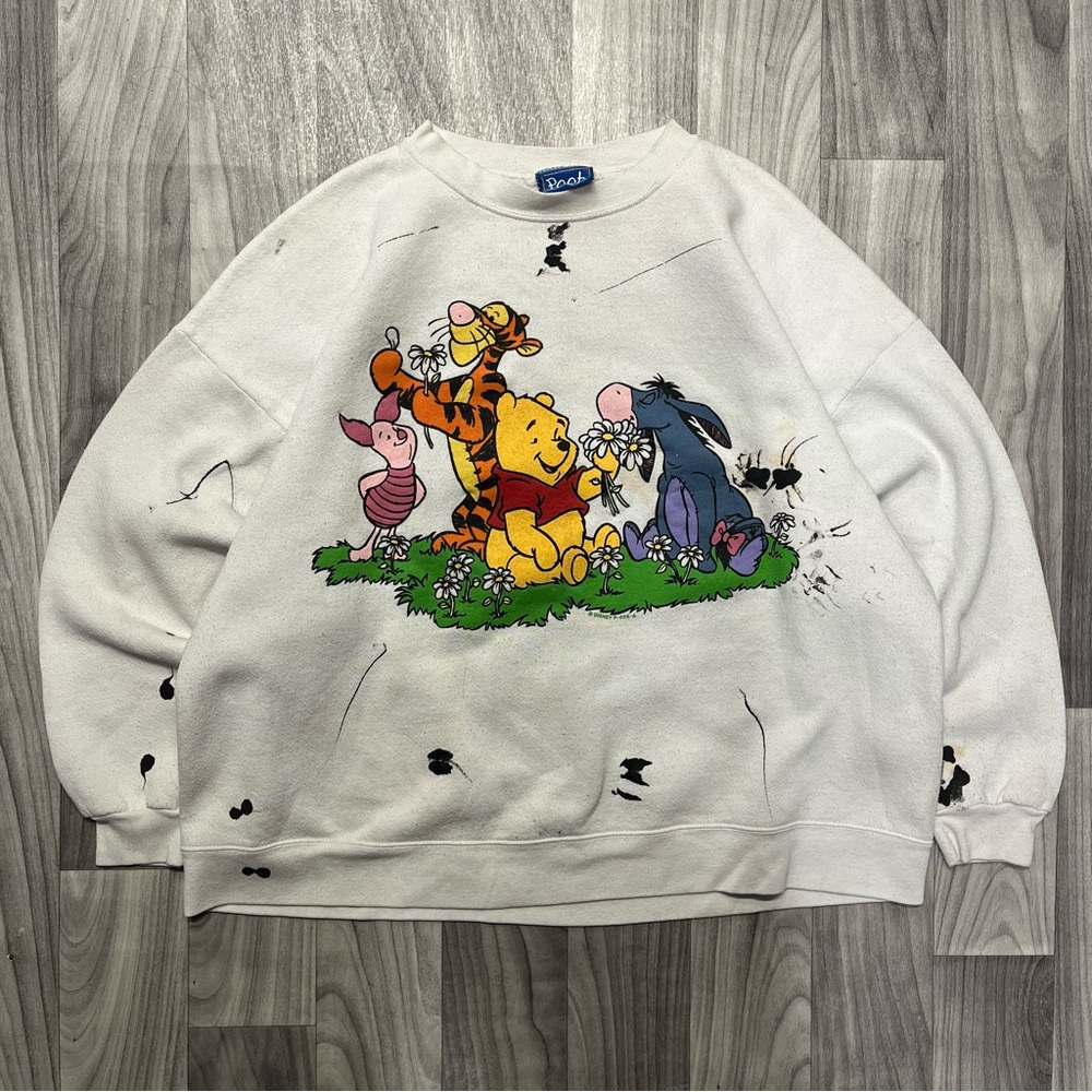 Disney White Crewneck Sweater with Character Design